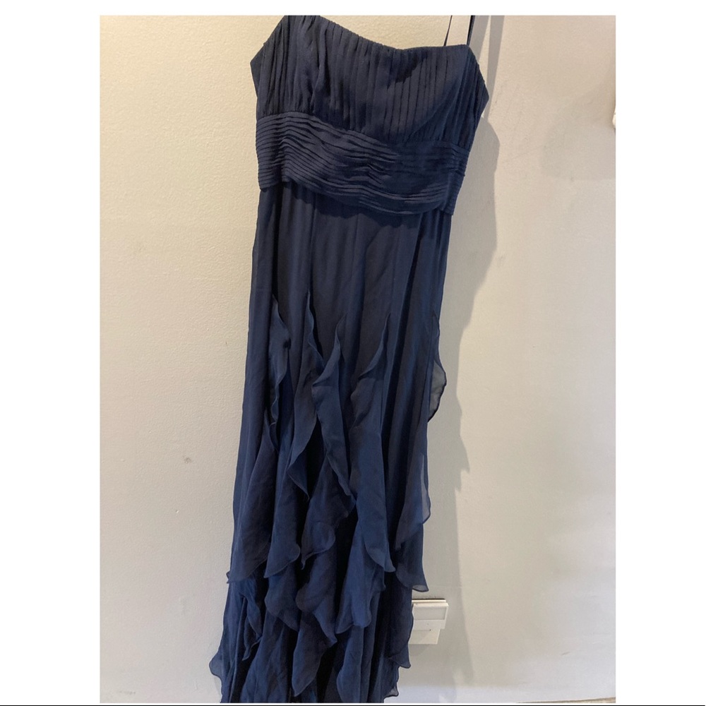 BCBG Chiffon silk navy blue maxi dress